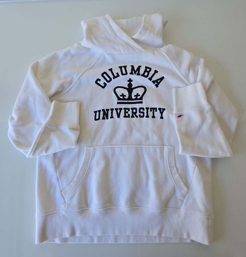League Collegiate Wear Columbia University White Crown Hoodie Sweatshirt Medium